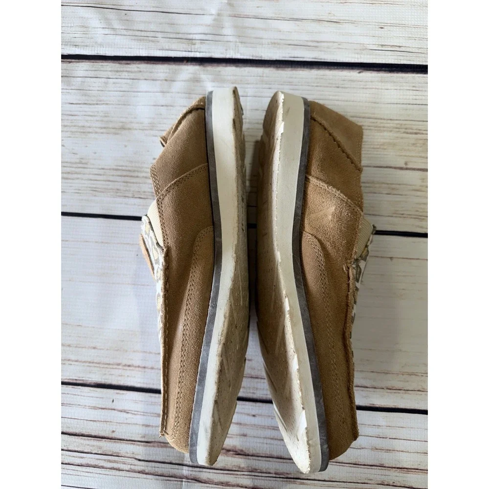 Ariat Cruiser Womens‎ 6 Tan Suede Leopard Print Slip On Loafers Shoes 10027357